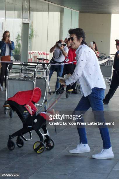 Ronnie Wood is seen arriving at El Prat airport on September 28, 2017 in Barcelona, Spain.