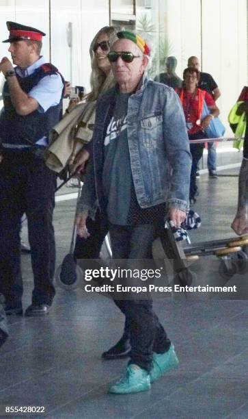 Keith Richards is seen arriving at El Prat airport on September 28, 2017 in Barcelona, Spain.