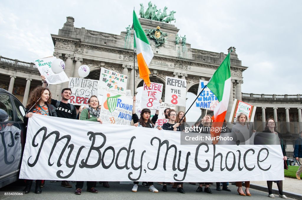 Protest for an access to abortion rights everywhere in Europe, took place in Brussels