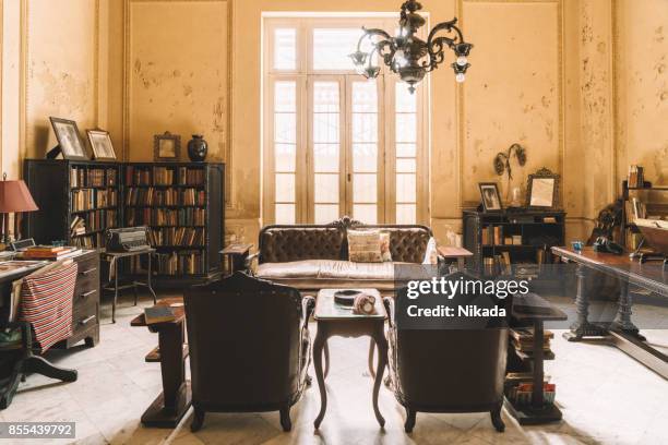 interior of colonial villa in havana - art deco home stock pictures, royalty-free photos & images