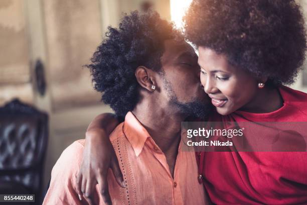Close-up of romantic young couple looking at each other