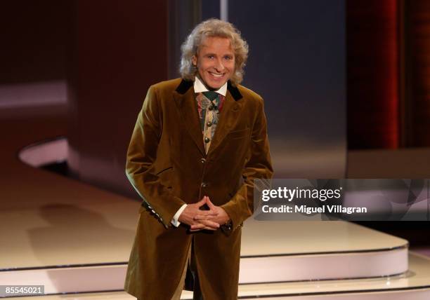 Host Thomas Gottschalk attends the 'Wetten dass...?' show at the Olympiahalle on March 21, 2009 in Munich, Germany.
