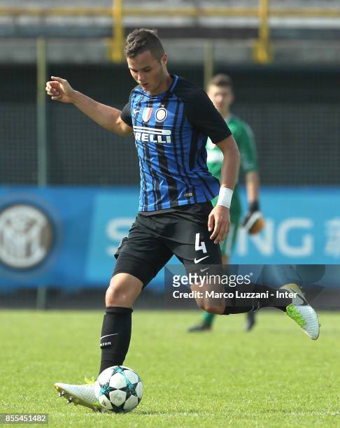 Zinho Vanheusden of FC Internazionale in action during the UEFA Youth League Domestic Champions Path match between FC Internazionale and Dynamo Kiev...