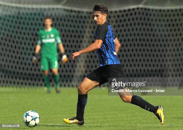 Armand Rada of FC Internazionale in action during the UEFA Youth League Domestic Champions Path match between FC Internazionale and Dynamo Kiev at...