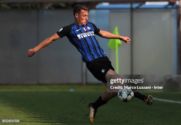Andrea Pinamonti of FC Internazionale in action during the UEFA Youth League Domestic Champions Path match between FC Internazionale and Dynamo Kiev...