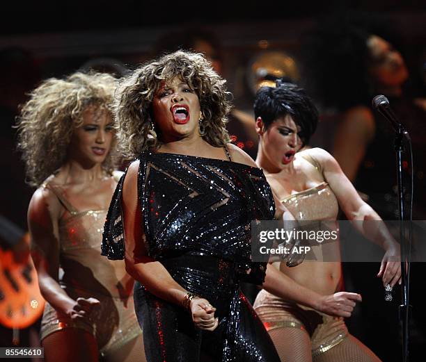 Singer Tina Turner performs during the first of two concerts in the Gelredome Stadium in Arnhem on March 21, 2009. AFP Photo / ANP / ROBERT VOS...