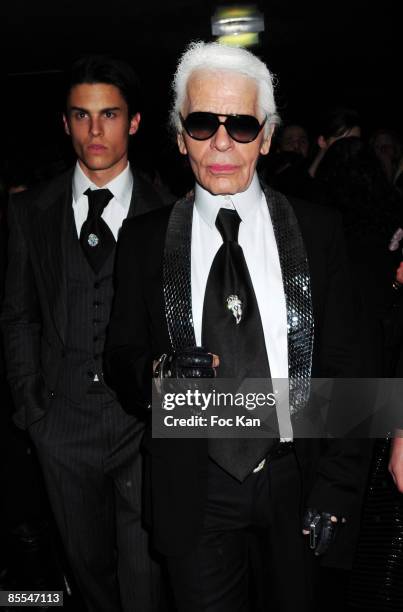 Fashion Designer Karl Lagerfeld, Top Model Baptiste Giabiconi attend the Gossip Concert Party Hosted by Fendi at the VIP Room Thater on March 12,...