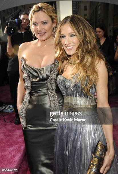 Kim Cattrall and Sarah Jessica Parker attend the premiere of "Sex and the City: The Movie" at Radio City Music Hall on May 27, 2008 in New York City.