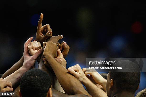 The North Carolina Tar Heels prepare to face the Louisiana State University Tigers during the second round of the NCAA Division I Men's Basketball...