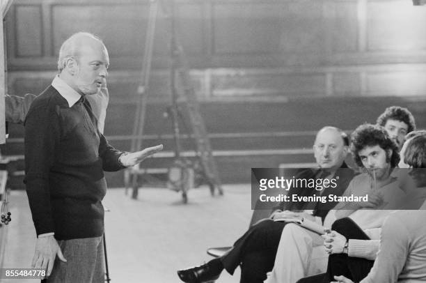 English author and lyricist Tim Rice during the rehearsals of West End musical 'Evita', 21st July 1978.
