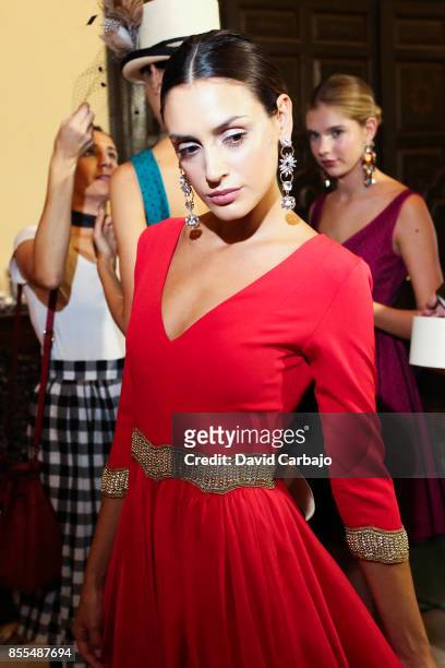 Models pose backstage of the catwalk Code 41 Trending Day on September 29, 2017 in Seville, Spain.