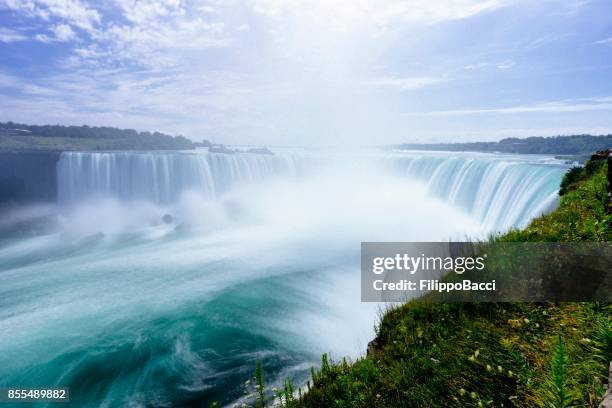 las cataratas del niágara herradura desde perspectiva aérea - larga exposición - ontario canadá fotografías e imágenes de stock