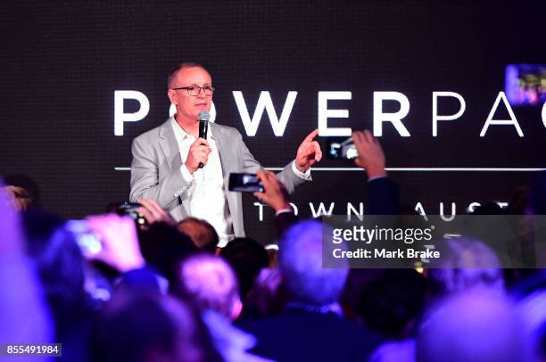 South Australian premier Jay Weatherill during Tesla Powerpack Launch Event at Hornsdale Wind Farm on September 29, 2017 in Adelaide, Australia....