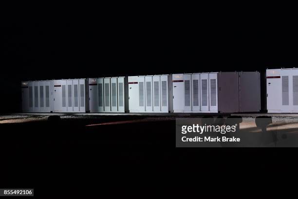 Tesla Powerpack batteries during Tesla Powerpack Launch Event at Hornsdale Wind Farm on September 29, 2017 in Adelaide, Australia. Tesla will build...