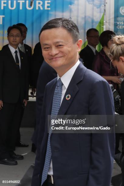 Alibaba founder and chairman Jack Ma, the richest person in China, during his visit to to the UN Headquarters in New York City, New York, September...