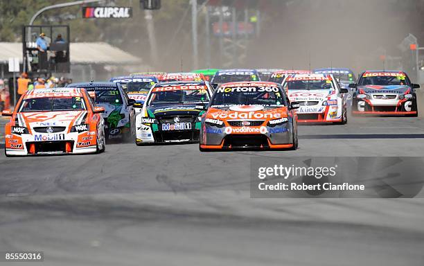 General view of the start during race two of the Clipsal 500, which is round one of the V8 Supercar Championship Series, on the Adelaide Street...