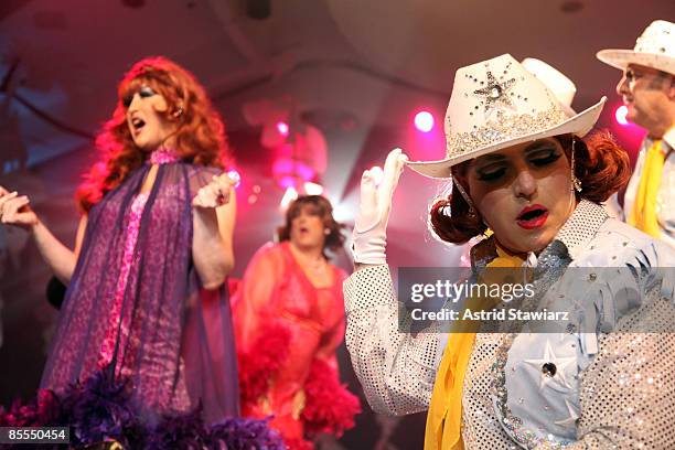 Drag queens perform during the 23rd Annual Night of a Thousand Gowns at The Marriott Marquis in Times Square on March 21, 2009 in New York City.