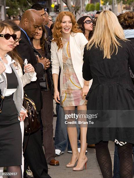 Actress Rachelle Lefevre poses with fans at Kitson Hosts Special "Twilight" DVD Release Party on March 21, 2009 at Kitson on Robertson in Beverly...