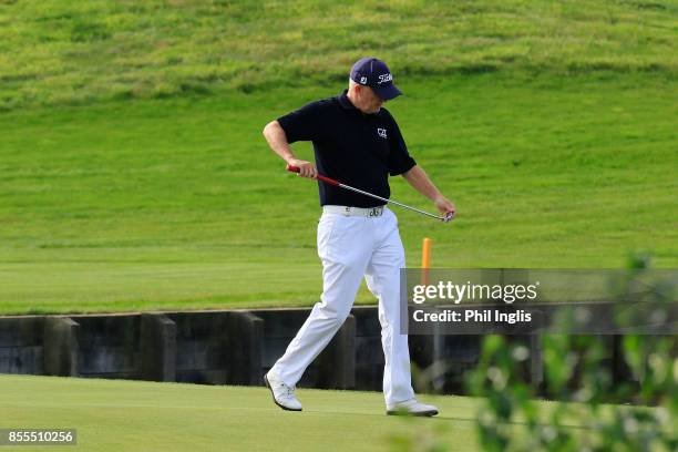 Roger Chapman of England in action during the second round of the Paris Legends Championship played at Le Golf National on September 29, 2017 in...