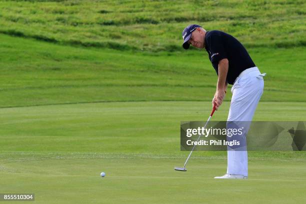 Roger Chapman of England in action during the second round of the Paris Legends Championship played at Le Golf National on September 29, 2017 in...