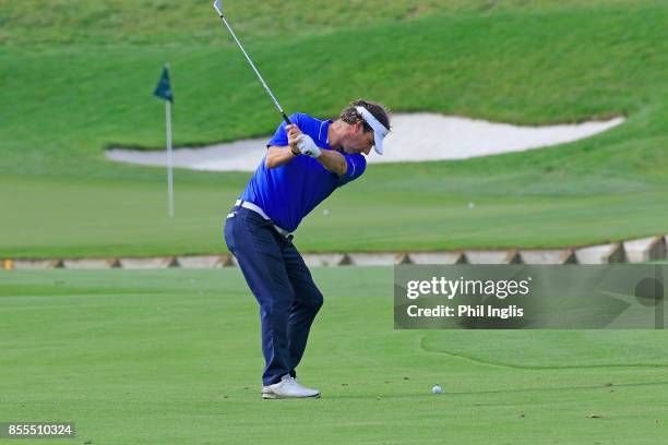 Paul Wesselingh of England in action during the second round of the Paris Legends Championship played at Le Golf National on September 29, 2017 in...