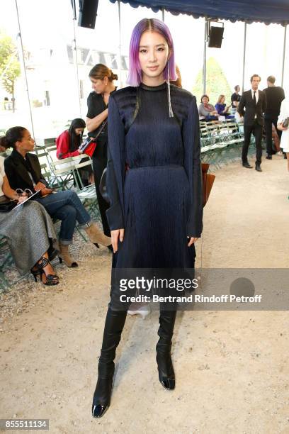 Irene Kim attends the Nina Ricci show as part of the Paris Fashion Week Womenswear Spring/Summer 2018 on September 29, 2017 in Paris, France.