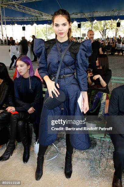 Doina Ciobanu attends the Nina Ricci show as part of the Paris Fashion Week Womenswear Spring/Summer 2018 on September 29, 2017 in Paris, France.