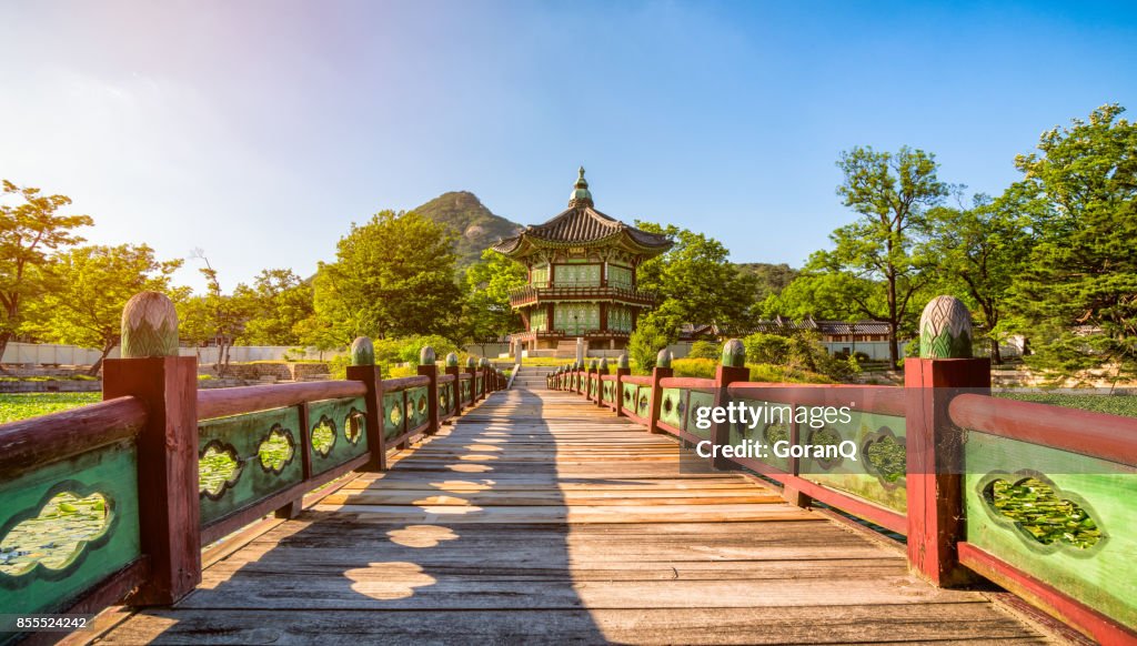 Sunset of Gyeongbokgung Palace in Seoul ,Korea.