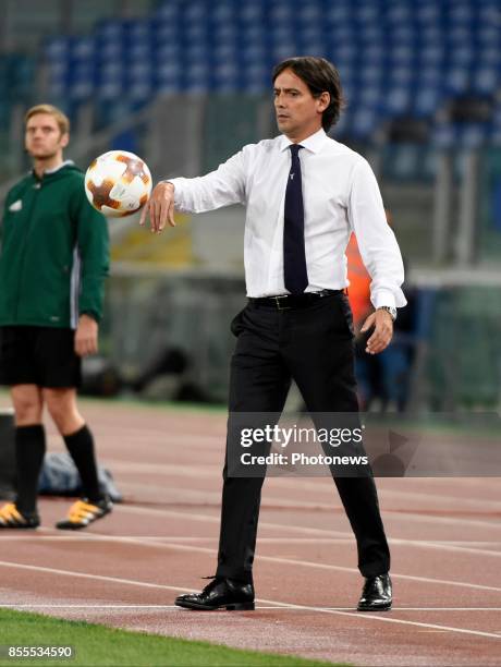 Simone Inzaghi head coach of of S.S.Lazio during the UEFA Europa League, Group K stage match between S.S. Lazio and SV Zulte Waregem at Olympic...
