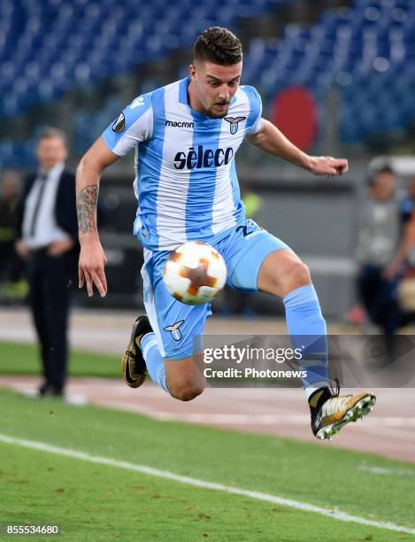 Sergej Milinkovic- Savic of S.S.Lazio during the UEFA Europa League, Group K stage match between S.S. Lazio and SV Zulte Waregem at Olympic stadium...