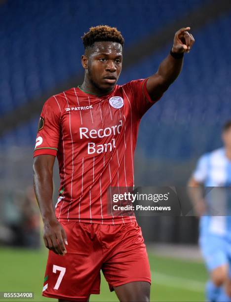 Aaron Leya Iseka forward of SV Zulte Waregem during the UEFA Europa League, Group K stage match between S.S. Lazio and SV Zulte Waregem at Olympic...