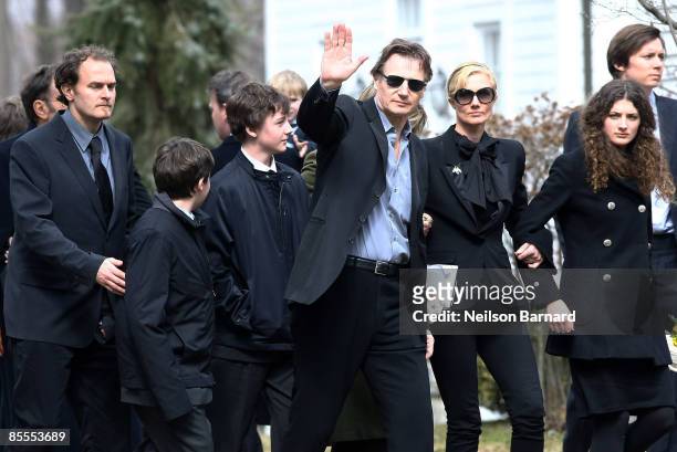 Actor Liam Neeson with screenwriter Carlo Gabriel Nero, son Daniel Neeson, son Micheal Neeson, sister Joely Richardson, and niece Daisy Bevan arrive...