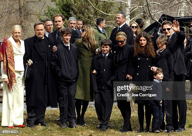 Actress Vanessa Redgrave, Micheal Neeson , Joely Richardson , Daisy Bevan , Daniel Neeson and actor Liam Neeson gather together prior to the funeral...