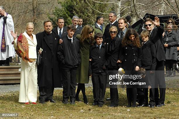Actress Vanessa Redgrave, Micheal Neeson , Joely Richardson , Daisy Bevan , Daniel Neeson and actor Liam Neeson gather together prior to the funeral...