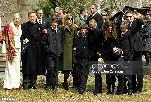 Actress Vanessa Redgrave, Micheal Neeson , Joely Richardson , Daisy Bevan , Daniel Neeson and actor Liam Neeson gather together prior to the funeral...