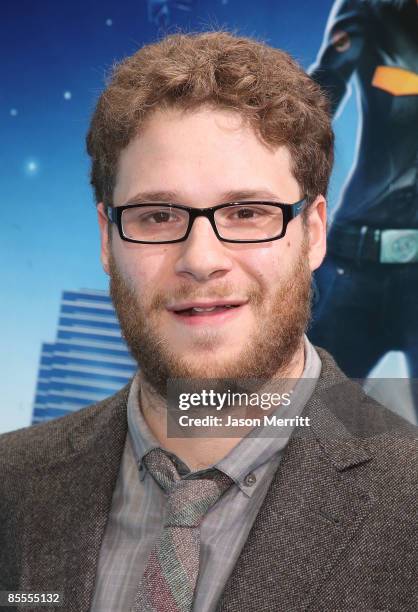 Actor Seth Rogen arrives at the premiere of Dreamworks' 'Monsters Vs. Aliens' held at the Gibson Amphitheatre on March 22, 2009 in Universal City,...