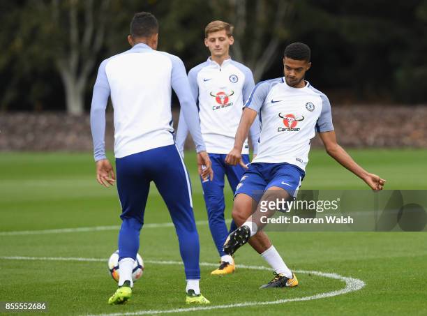 Jake Clarke-Salter of Chelsea during a training session at Chelsea Training Ground on September 29, 2017 in Cobham, England.