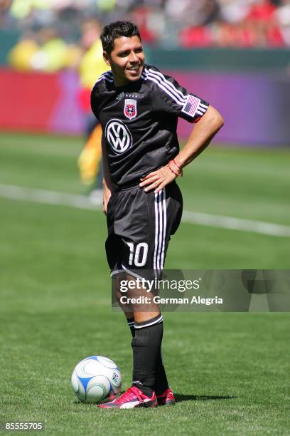 Midfielder Christian Gomez of DC United during the match between DC United and the Los Angeles Galaxy at Home Depot Center on March 22, 2009 in...