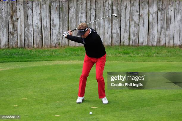 Paul Broadhurst of England in action during the second round of the Paris Legends Championship played at Le Golf National on September 29, 2017 in...