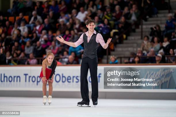 Ekaterina Alexandrovskaya and Harley Windsor of Australia compete in the Pairs Free Skating during the Nebelhorn Trophy 2017 at Eissportzentrum on...