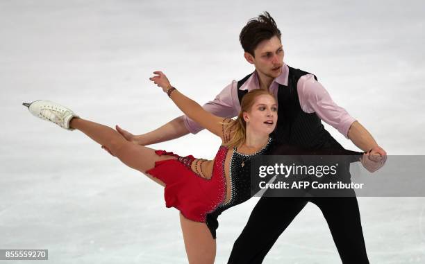 Ekaterina Alexandrovskaya and Harley Windsor of Australia perform during their pairs free skating program of the 49th Nebelhorn trophy figure skating...