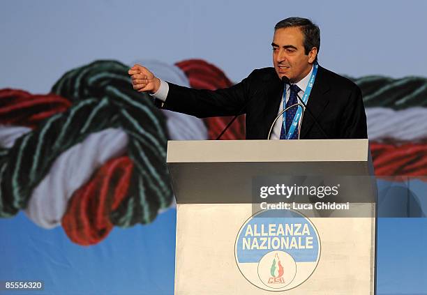 Maurizio Gasparri attends the last National Alliance party congress on March 22, 2009 in Rome, Italy. Alleanza Nazionale, the Italian right wing...