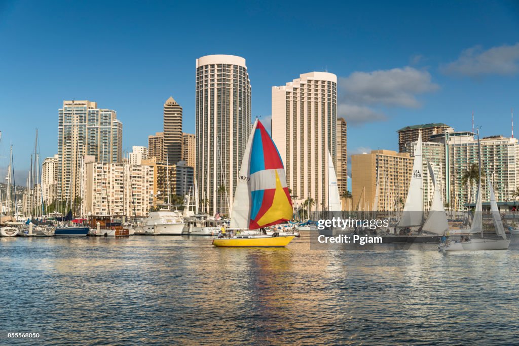 Downtown Honolulu Hawaii skyline USA