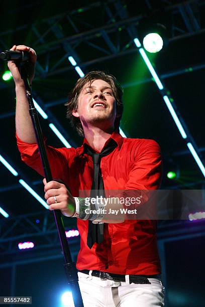 Singer Taylor Hanson of the new band Tinted Windows performs in concert on day 4 of the 2009 SXSW Music and Media Conference on March 21, 2009 in...