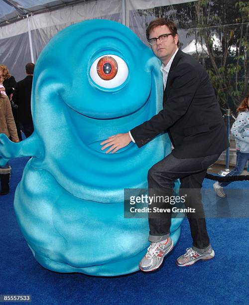 Rainn Wilson arrives at the Los Angeles premiere of "Monsters vs. Aliens" at the Gibson Amphitheatre on March 22, 2009 in Universal City, California.