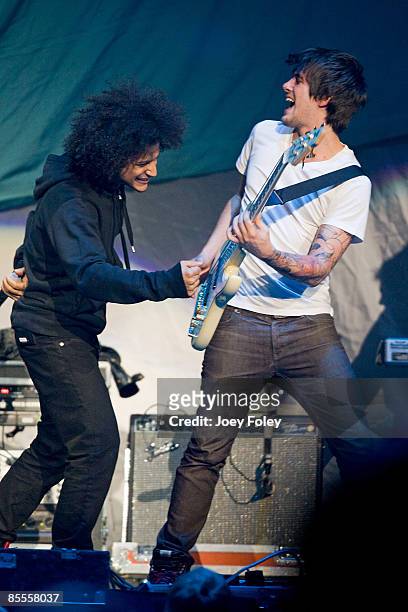 Marc DeJesus and Eric Roberts of Gym Class Heroes perform at the Conseco Fieldhouse on March 21, 2009 in Indianapolis.