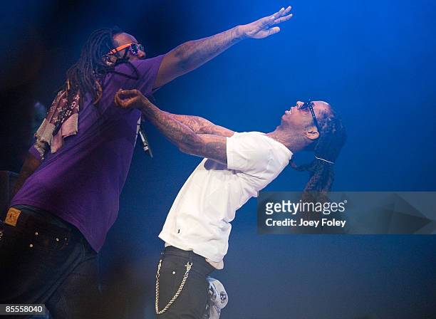 Pain and Lil' Wayne perform at the Conseco Fieldhouse on March 21, 2009 in Indianapolis.