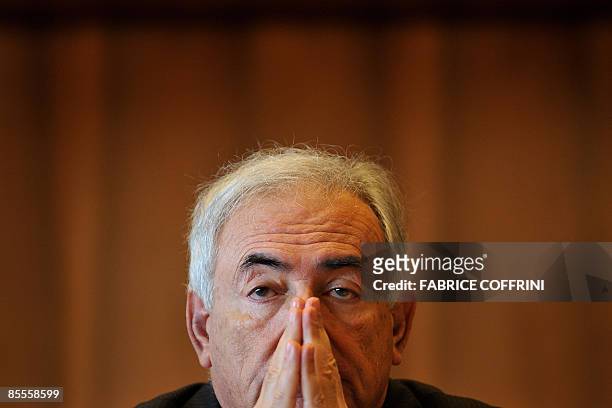 International Monetary Fund Managing Director Dominique Strauss-Kahn gestures on March 23, 2009 in Geneva during a meeting of the UN's International...