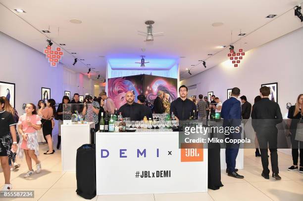 View of the interior of the DEMI x JBL Tell Me You Love Me Pop Up store during the DEMI x JBL Tell Me You Love Me Pop Up event at the Highline...