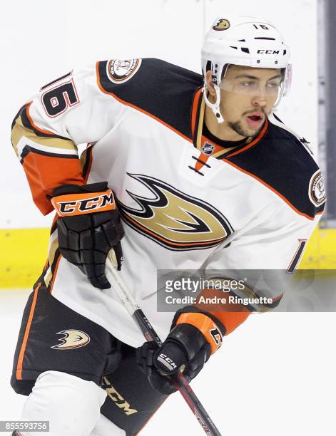Emerson Etem of the Anaheim Ducks plays in a game against the Ottawa Senators at Canadian Tire Centre on December 19, 2014 in Ottawa, Ontario, Canada.